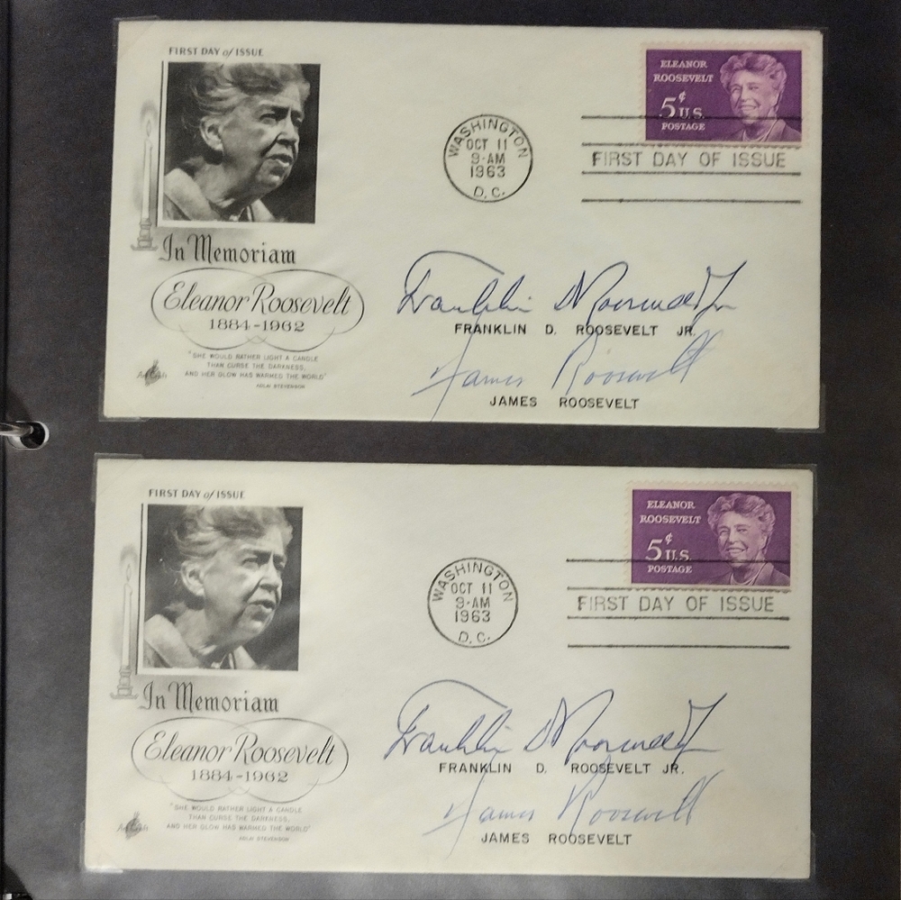 2 Eleanor Roosevelt First Day Cover Envelopes